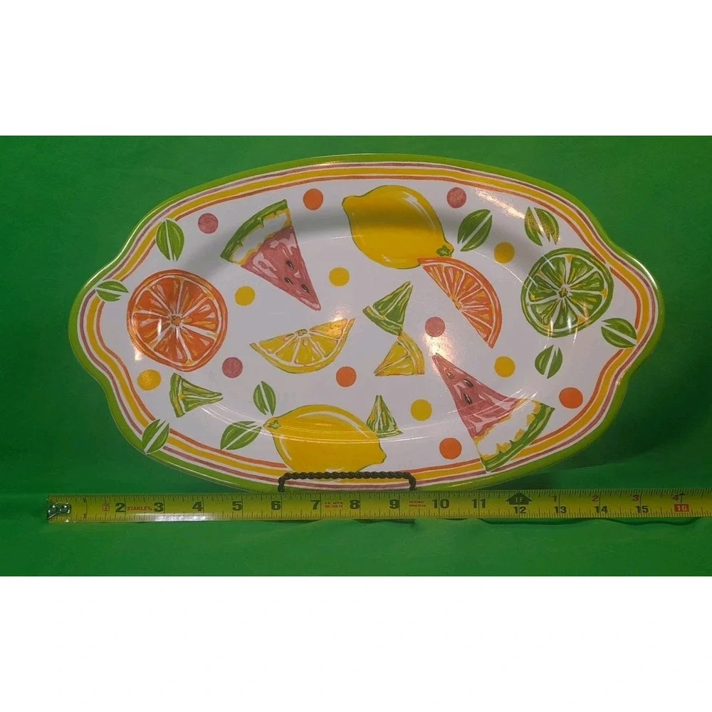 Partylite Ceramic Platter Summerfest Collection Lemons Limes Watermelon‎ Oranges